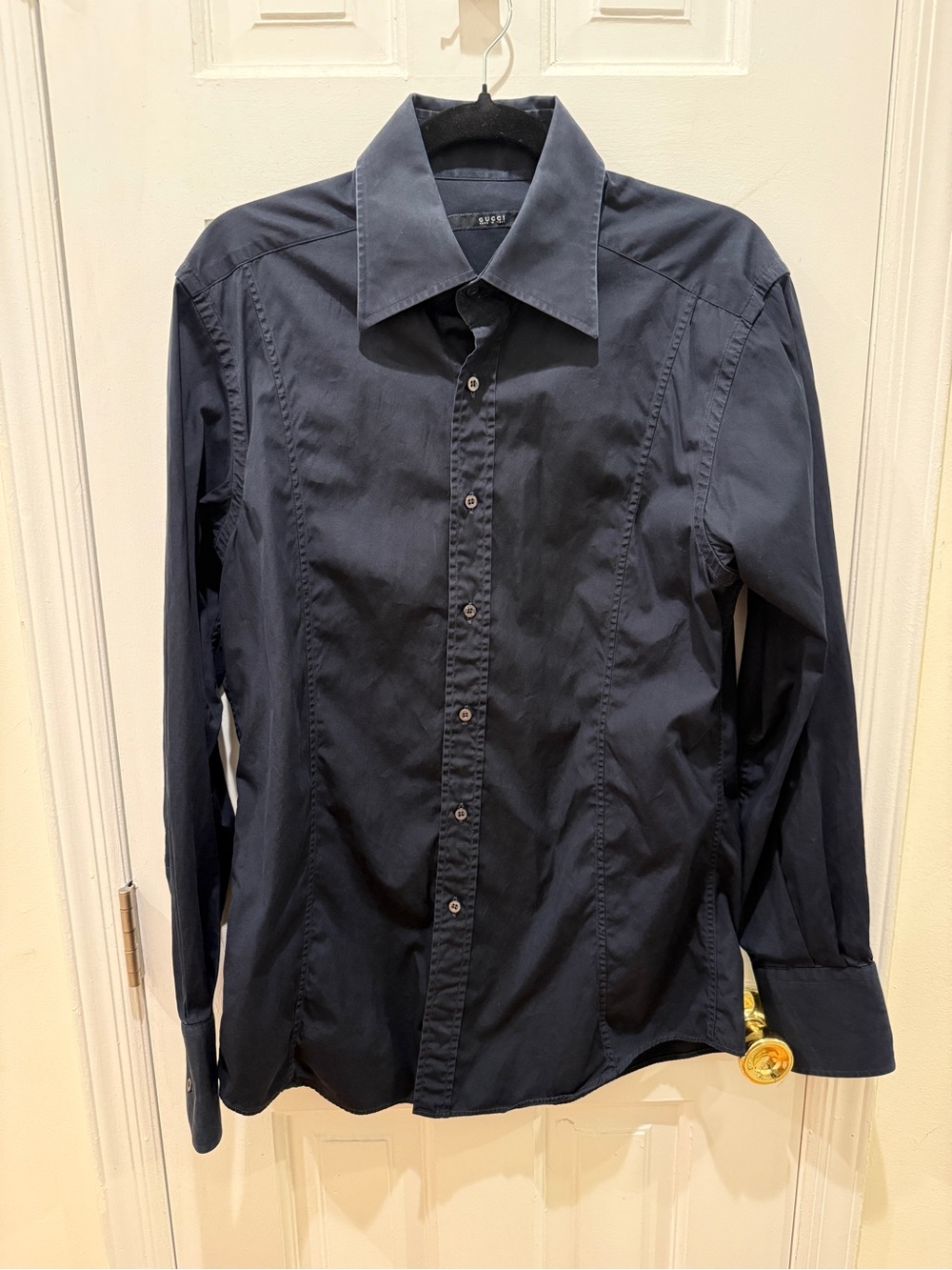 Gucci Men's Dark Navy Button-Up Dress Shirt